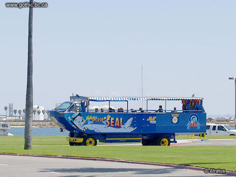 An amphibious tour bus/boat.