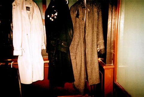 Trenchcoats in the cloakroom at Mutiny.